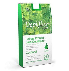 Folhas Prontas para Depilação Depilflax 20 Folhas Hortelã