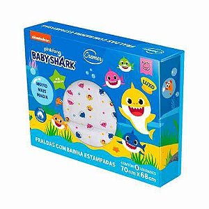 Fralda Baby Shark Cremer Estampada com Bainha Contem 5 Unidades Misto