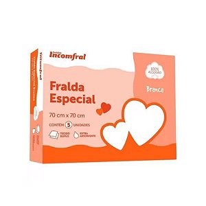 Fralda Especial Incomfral 70cm X 70cm Branca Caixa com 5 Unidades