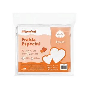 Fralda Especial Incomfral 70cm X 70cm Branca Pacote com 5 Unidades