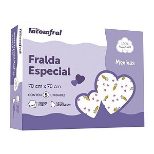 Fralda Incomfral Especial - Estampada - Feminina - 70cm x 70cm - Caixa com 5