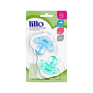 Kit Chupetas Lillo Soft Comfort +6 Meses Com 2 Azul/verde