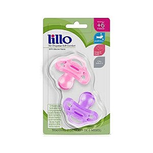 Kit Chupetas Lillo Soft Comfort +6 Meses Com 2 Rosa