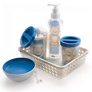 Kit Higiene Infantil Plasutil Baby com 5 Peças - Urso Azul