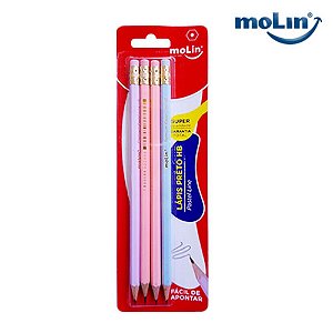 Kit Lapis Preto HB Molin Pastel Line Com 4 Unidades