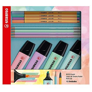 Kit Stabilo Pastel Collection 4 Boss + 4 Point 88 + 4 Swano