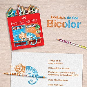 Lápis de Cor Faber Castell 24 Eco Lápis Bicolor Com 48 Cores