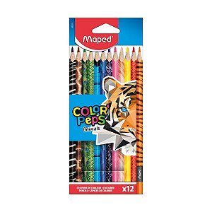 Lapis de Cor Maped Color Peps Animals Com 12 Cores