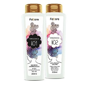 Orgânica Fattore Shampoo Antirresíduos 500ml + Redutor de Volume 500ml Passo 01 e 02