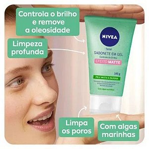 Sabonete em Gel Nivea Efeito Matte 145g Pele Mista a Oleosa