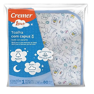 Toalha com Capuz Cremer 90x75cm Menino