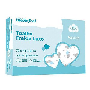 Toalha Fralda Luxo Incomfral 70cm x 1,10m - Meninos