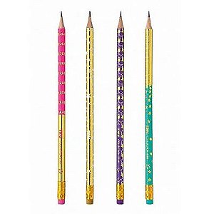 Lápis com Borracha Star Metálico Neon Collection Tris