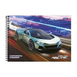 Caderno de Desenho e Cartografia Cross Racing Foroni 80 Folhas