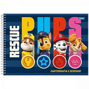Caderno de Desenho e Cartografia Patrulha Canina Foroni 80 Folhas