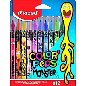 Caneta Hidrografica Maped Color Peps Monster 12 Cores