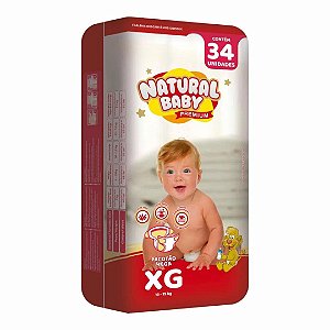 Fralda Descartável Natural Baby Premium Mega XG com 34 Unidades
