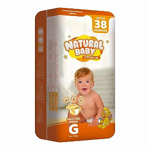 Fralda Descartável Natural Baby Premium Mega G com 38 Unidades