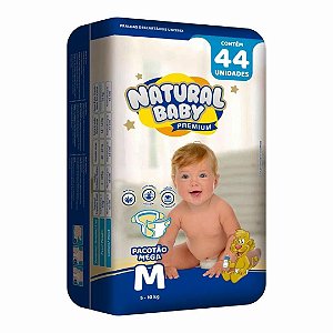 Fralda Descartável Natural Baby Premium Mega M 44 Unidades