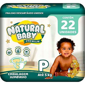 Fralda Descartável Natural Baby Premium Jumbinho Pacote P 22 Unidades