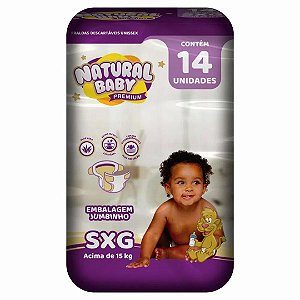 Fralda Descartável Natural Baby Premium Jumbinho SXG com 14 Unidades