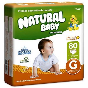 Fralda Descartável Natural Baby Premium Hiper+ G com 80 unidades
