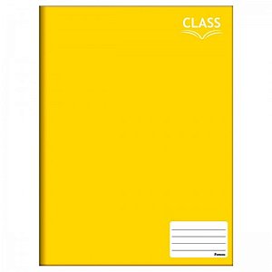 Caderno Brochura Capa Dura Costurado Amarelo Class Foroni 1/4 Pequeno 80 Folhas