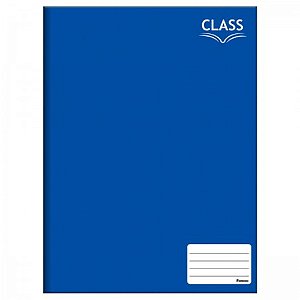 Caderno Brochura Capa Dura Costurado Azul Class Foroni 1/4 Pequeno 96 Folhas