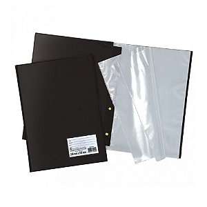 Pasta Catalogo Polibras PVC com Visor 30 Envelopes Preta 60204