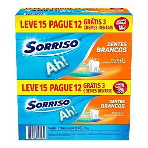 Creme dental sorriso dentes brancos 180g promo leve 15 pague 12