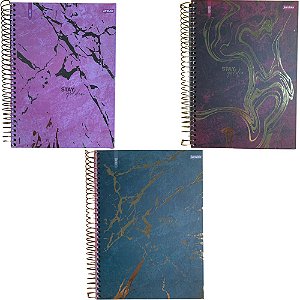Caderno Colegial 10 Matérias 160 Folhas Marble Jandaia Sortido