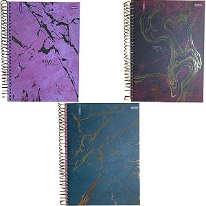 Caderno Colegial 10 Matérias 160 Folhas Marble Jandaia Sortido