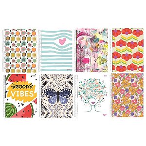 Caderno Universitário KBOM 10 Matéria Feminino 200 Folhas São Domingos Sortido