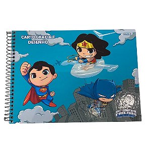 Caderno De Desenho Capa Dura DC Super Friends 60 Folhas São Domingos Sortidos