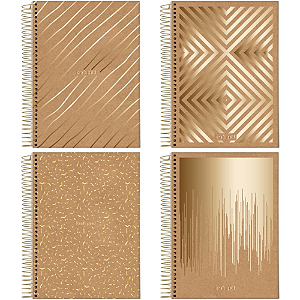 Caderno Espiral Universitário Capa Dura 10 Matérias 160 Folhas Kraft Gold Jandaia