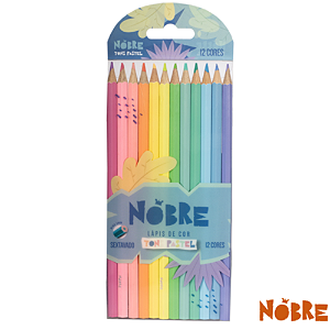 Lápis De Cor Tons Pastel Com 12 Unidades Sextavado Nobre.