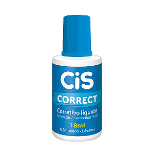 Corretivo Líquido CIS Correct 18ml à Base de Água com Pincel.