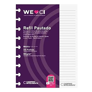 Refil para Caderno Inteligente Pautado 90g Médio 172x231mm