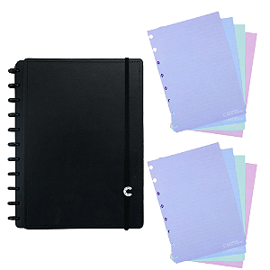 Kit Caderno Inteligente Black A5 + 2 Refil Candy Colors