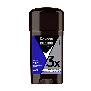 Desodorante Antitranspirante em Creme Rexona Clinical Men Clean 96 hs 3x Mais Proteção 58g.