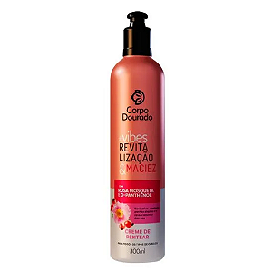 Creme de Pentear Para Todos Os Tipos De Cabelos Corpo Dourado Vibes Revitalização e Maciez 300ml.