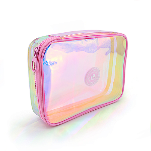 Estojo Box PVC Holográfico Rosa  - Polibras