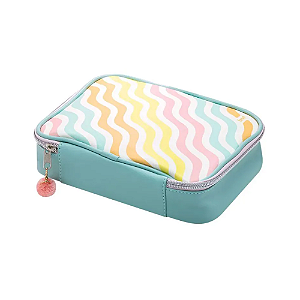 Estojo Box Necessaire Enjoy Colorido Com Ziper Pompom - Brw