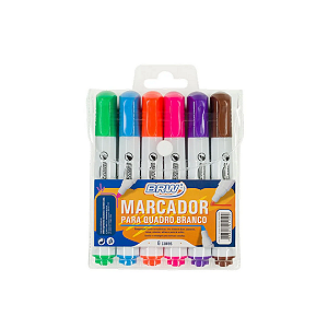 Kit Marcador Para Quadro Branco BRW Com 6 Cores