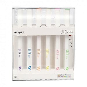 Kit Marcador Artistico Newpen Fine.4 Ginza PRO - Pop Art Multicor com 6 Unidades