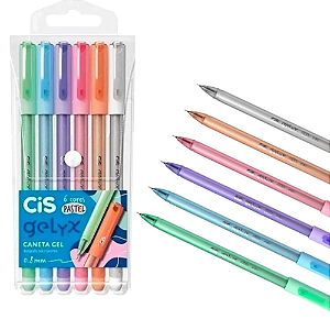 Kit Caneta Gel Gelyx Cis Estojo Com 6 Cores Pastel 0.8mm