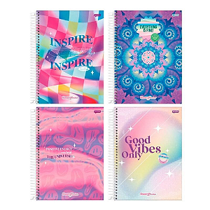 Caderno Universitário Capa Dura 15 Matérias 240 Folhas Energy Color Jandaia Sortido