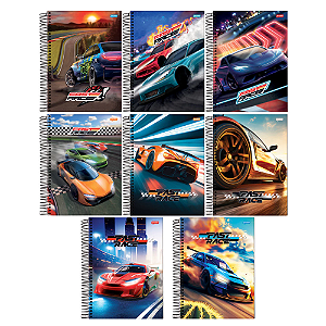 Caderno Univesitário Capa Dura 15 Matérias 240 Folhas Fast Race Sortido