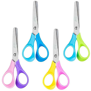 Tesoura Escolar Sem Ponta Bicolor Com Régua 5cm BRW