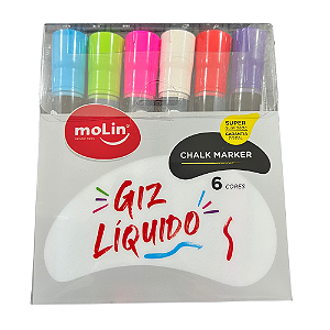Kit Giz Liquido Molin 6 cores Chalk Marker